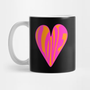 Hippie Style Love Heart, Pink and Orange Mug